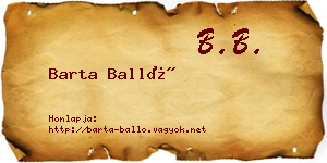 Barta Balló névjegykártya